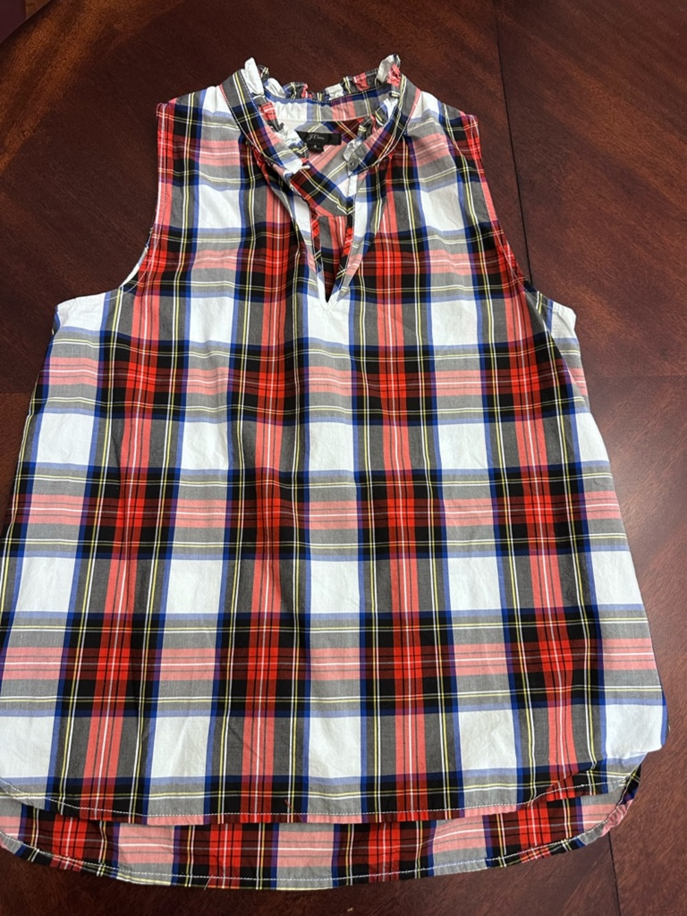J. Crew Plaid Holiday Christmas Sleeveless Popover Top Size Small